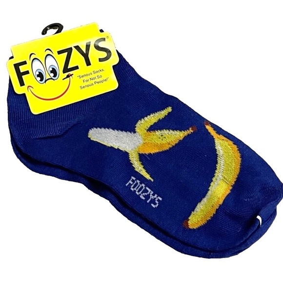 Foozys Women's Ankle Socks: Bananas; Blue; Women's Size 9-11 - Picture 1 of 3